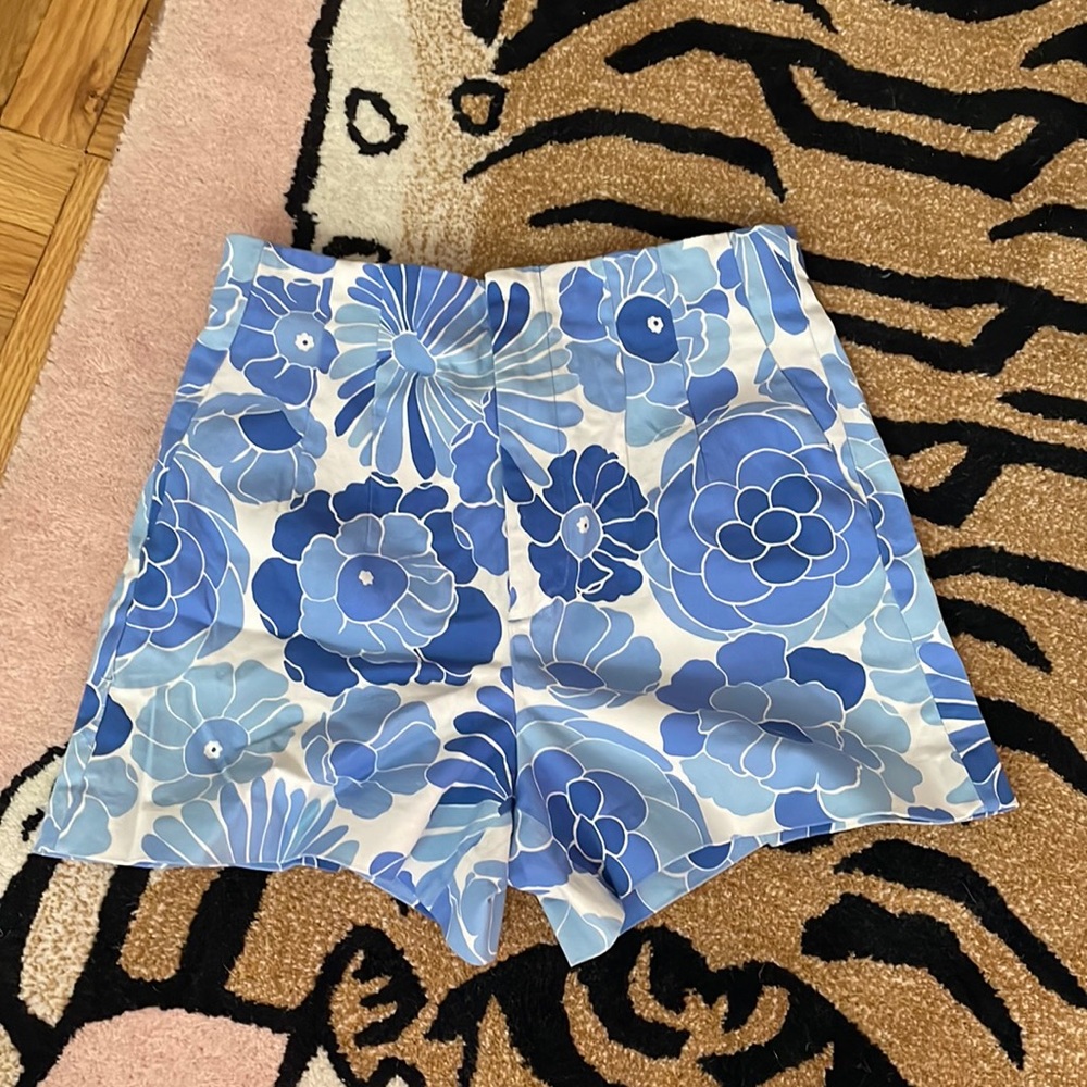 Blue flower High Waist Shorts